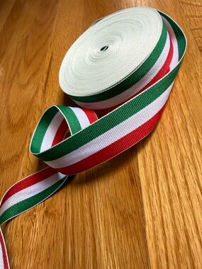 Striped Grosgrain Ribbon - Green, White & Red